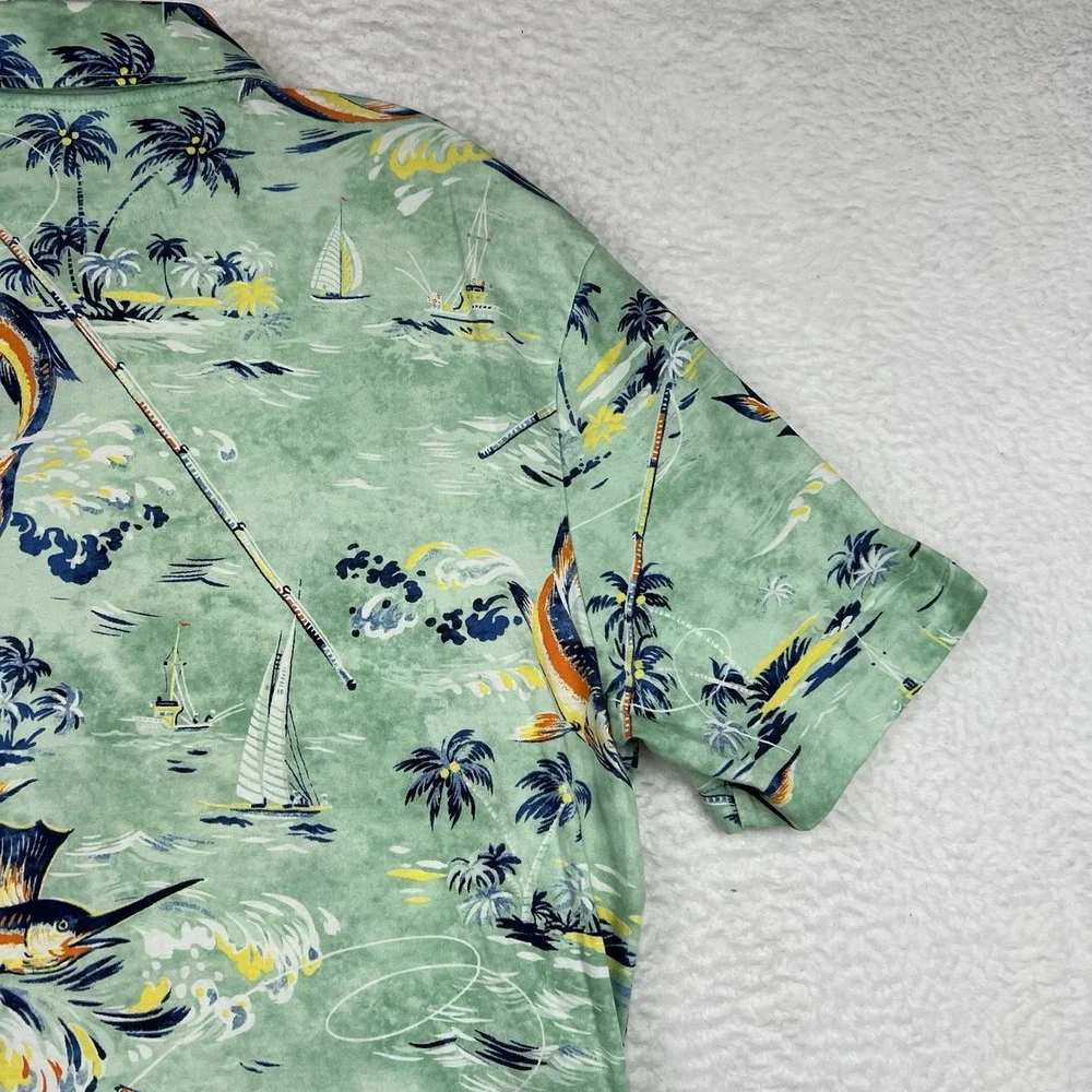 Polo Ralph Lauren Green Deep Sea Fishing Marlin Short Sleeve Polo Shirt Men's M